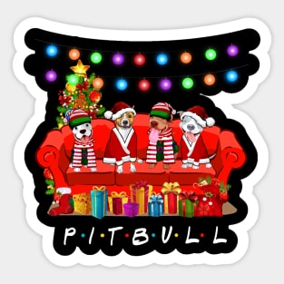 Friends Pitbull Merry Christmas Sweatershirt Sticker